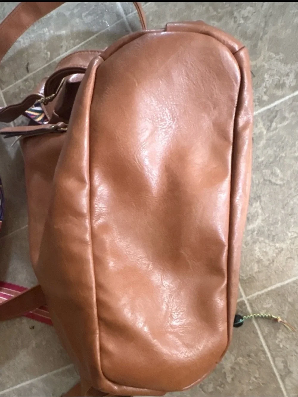 Source Unknown Brown Faux Leather Women's Backpack